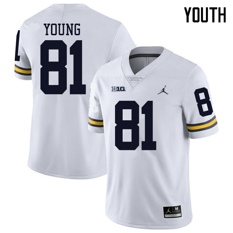 Jordan Brand Youth #81 Jack Young Michigan Wolverines College Football Jerseys Sale-White